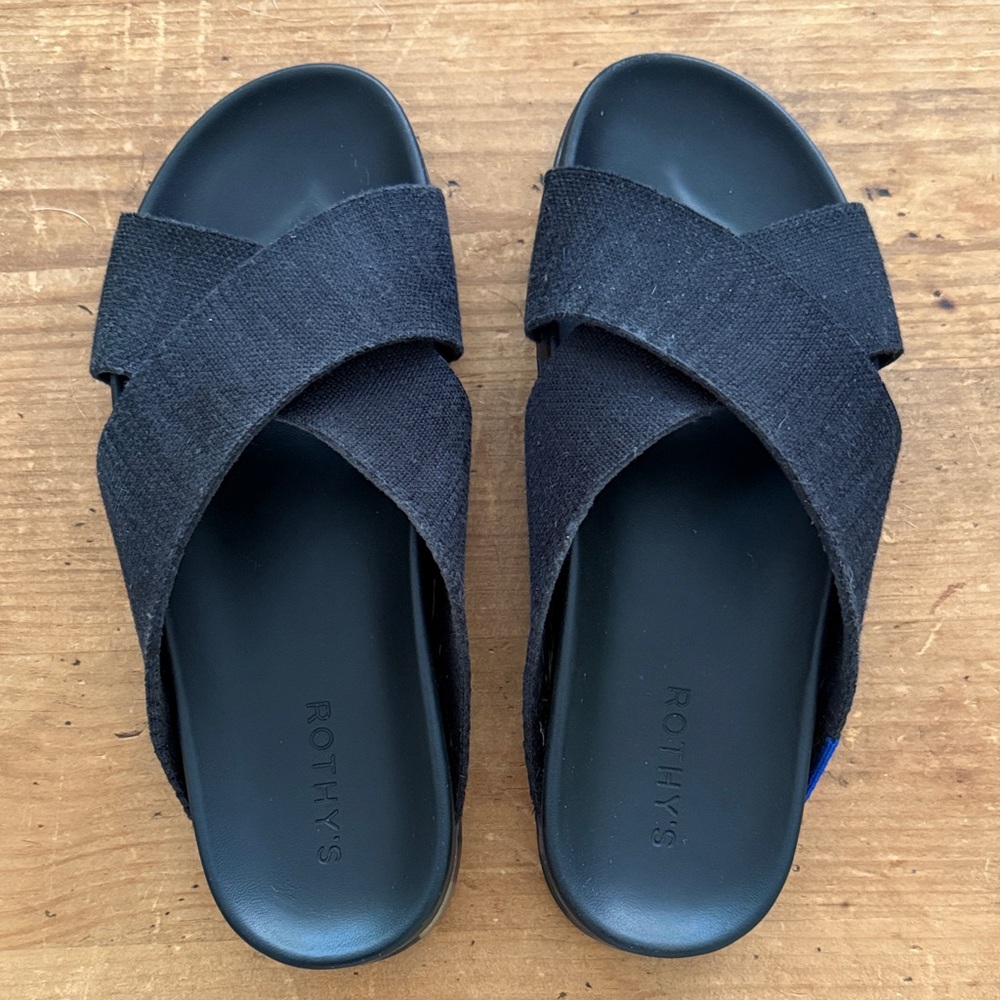 Rothy's Black Crisscross Slide Sandals